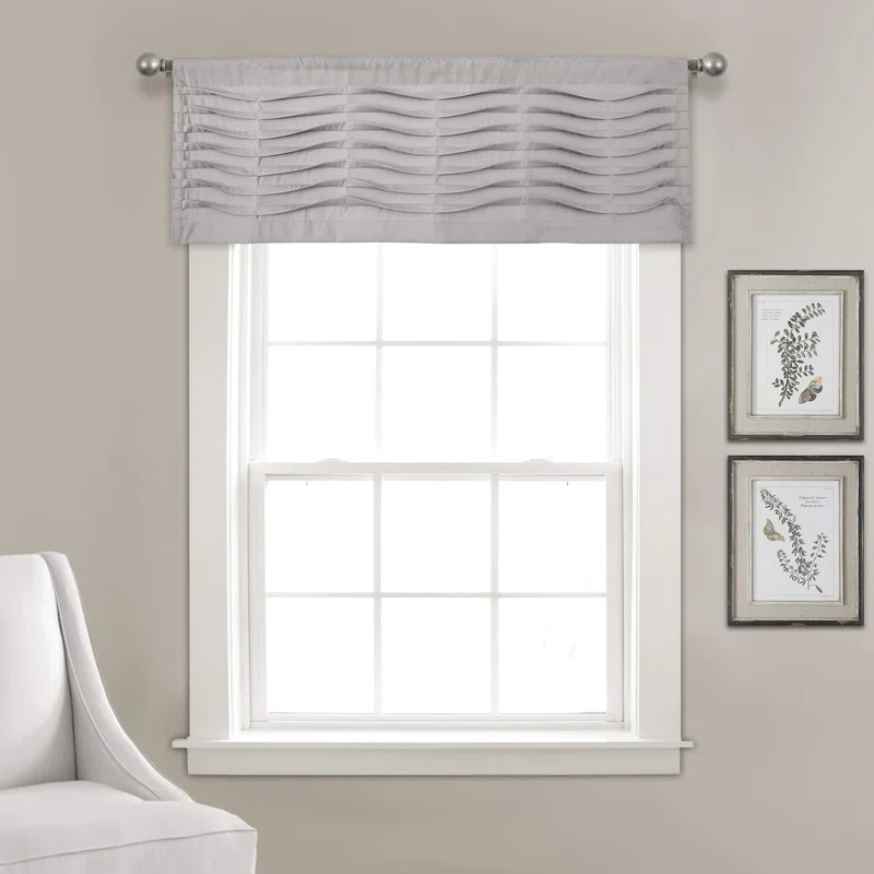 Lush Decor Tailored 52'' W Window Valance Blue,Cream,Dark Gray,Light Gray,White