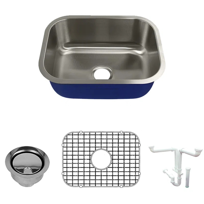 Transolid K-MUSB23189 Meridian 23.12'' L Undermount Single Bowl Stainless Steel Kitchen Sink