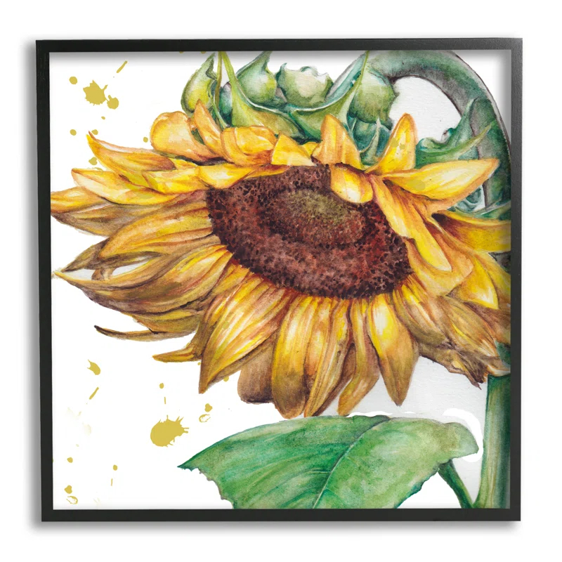 Stupell Industries Sunflower with Paint Splatter Framed by Studio 731 rep. Levison Designs