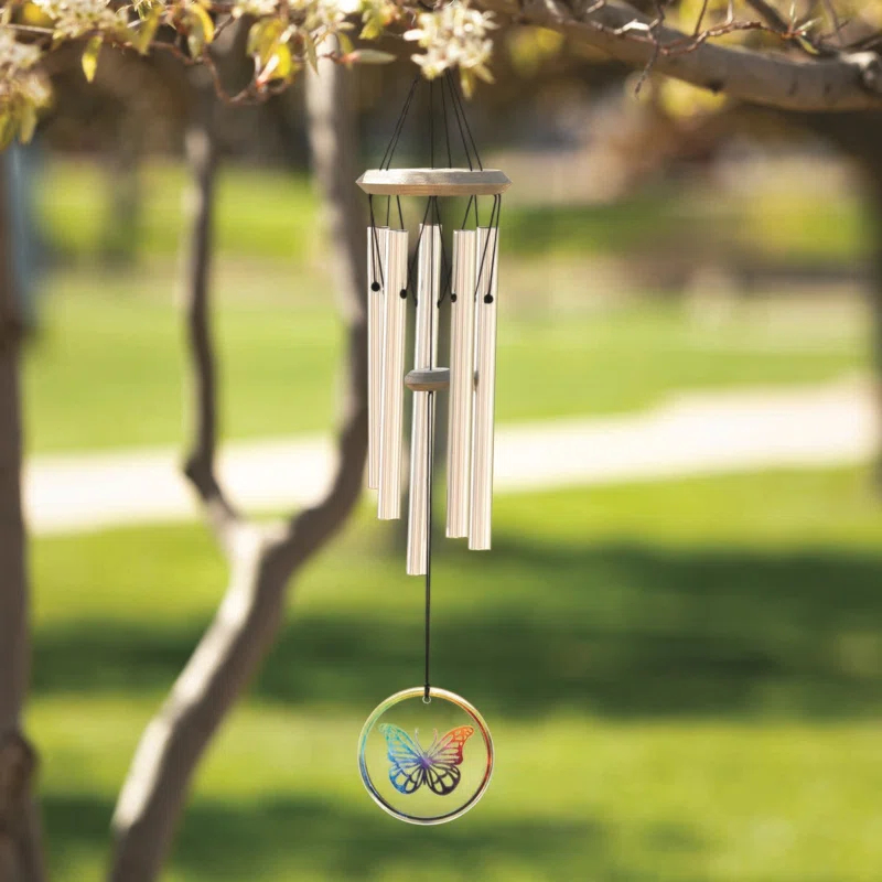 Woodstock Chimes Signature Collection, Habitats Chime, 22'' Glass Butterfly Wind Chime Habitats And Nature Wind Chimes For Outdoor, Patio, Home Or Garden Decor (HCGLB) | Wayfair