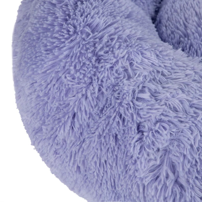 Donut Dog Bed with Faux Fur, Anti-Anxiety Cushion, Slip-Resistant