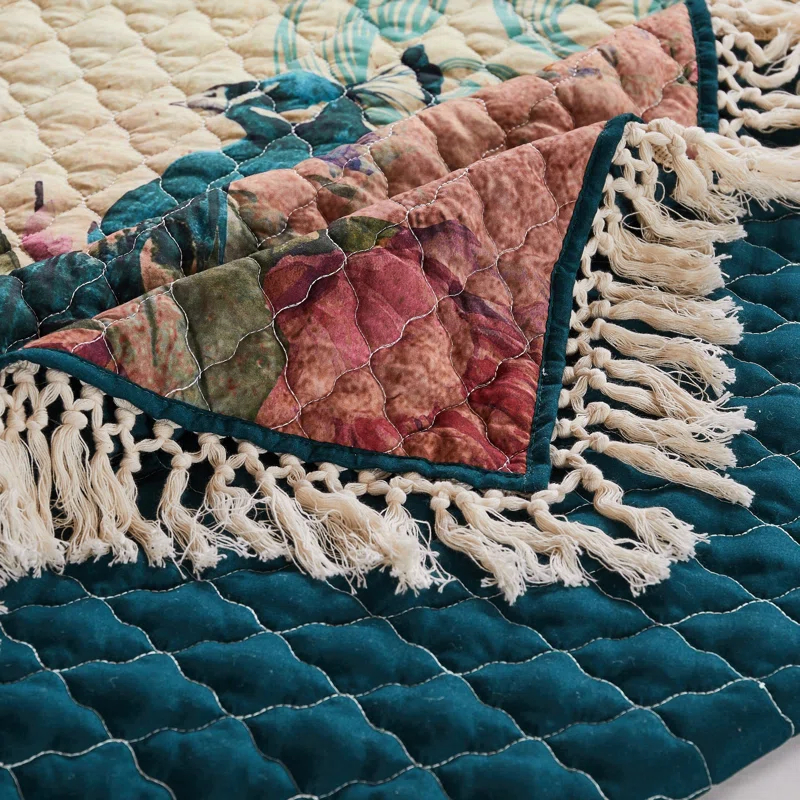 Barefoot Bungalow Eden Peacock Boho Vintage Quilt Set