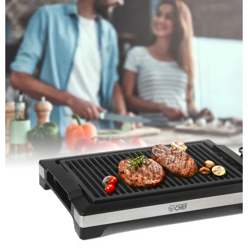 Commercial Chef COMMERCIAL CHEF Indoor Grill for Countertop Electric Grill with Adjustable Temperature Control