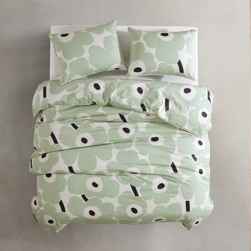 Marimekko Unikko Green/White Organic Cotton Duvet Cover Set