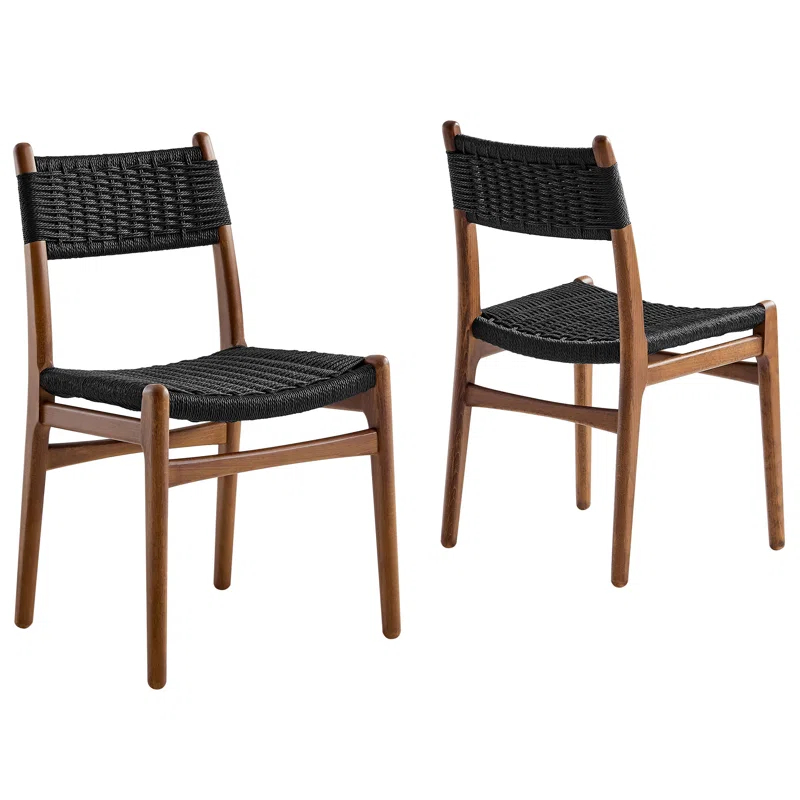 Modway Wynn Rope And Wood Dining Side Chairs Set Of 2