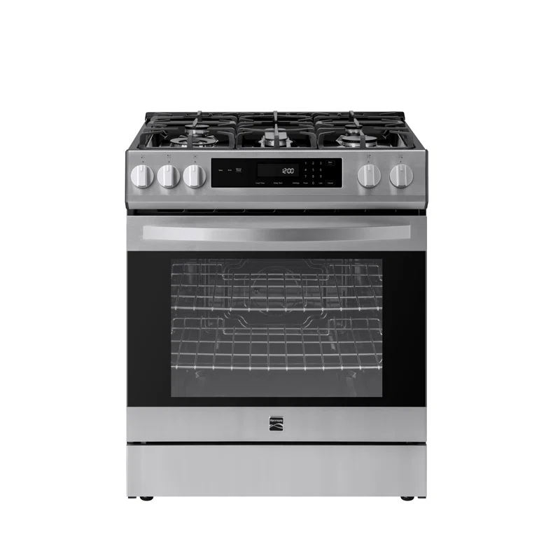 Kenmore 5.6 cu. ft. Front-Control Gas Range with 5 Burners and Hidden Bake Stainless Steel