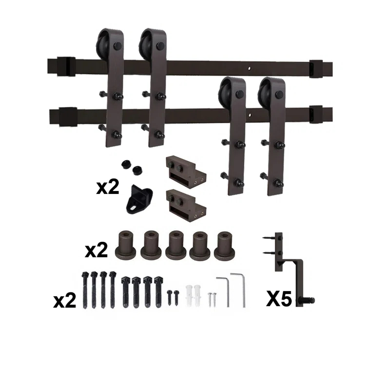 Calhome 84'' Solid Wood Paneled Painted with Installation Hardware Kit Barn Door