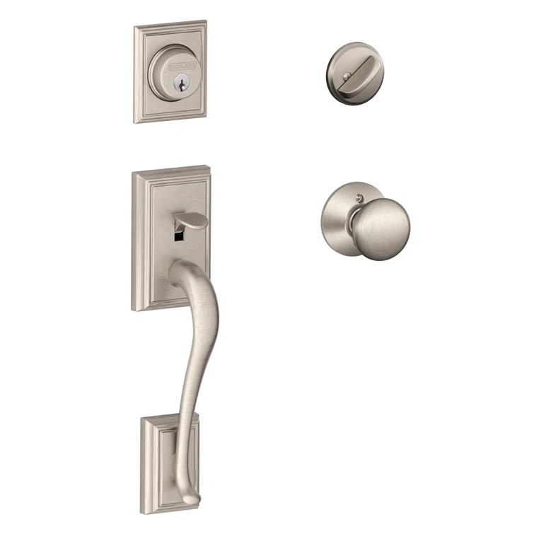 SCHLAGE Addison Single Cylinder Handleset and Right Hand Accent Lever, Satin Nickel (F60 ADD 619 Acc RH)