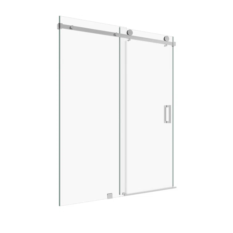KOBIWORKS Kw03 60 In. W X 76 In. H Single Sliding Frameless Shower Door With 3/8 In. Clear Glass KW036076CH