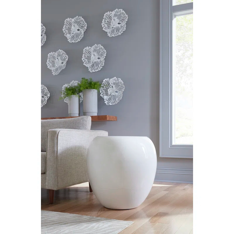 River Stone Side Table Gel Coat White