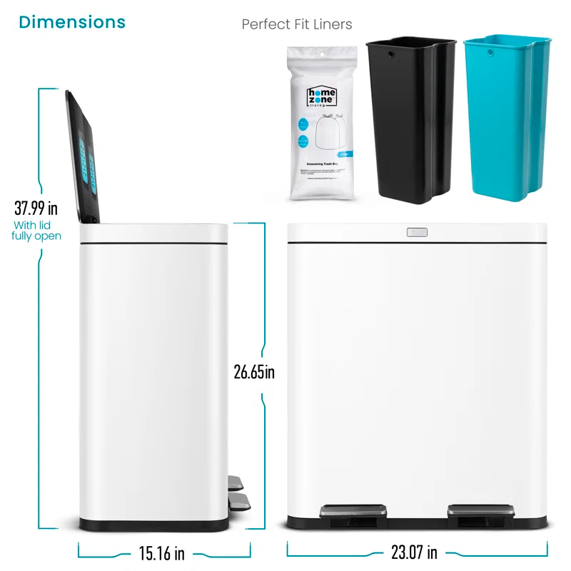 15.8 Gallon Stainless Steel Dual Kitchen Trash Can with CleanAura