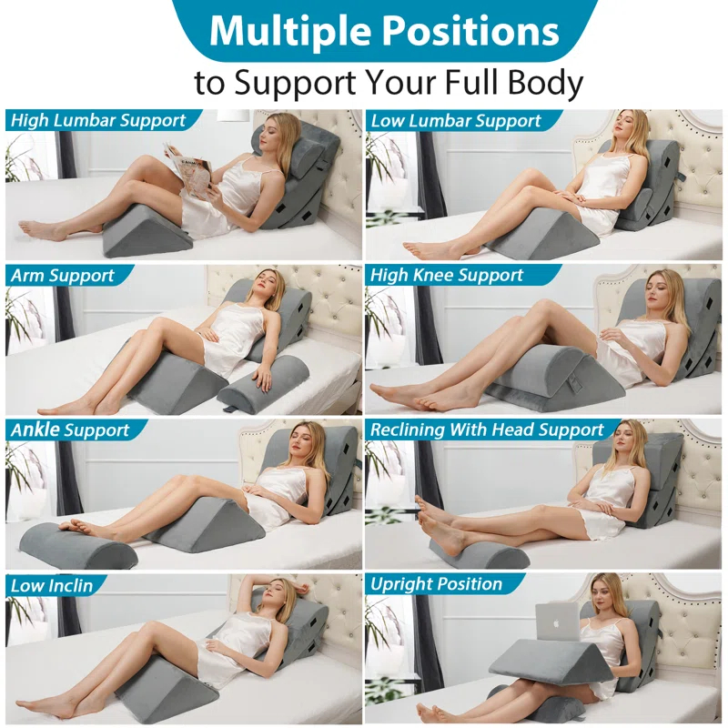 Latitude Run® Memory Foam Wedge Pillow Set,Adjustable Back Support Pillow