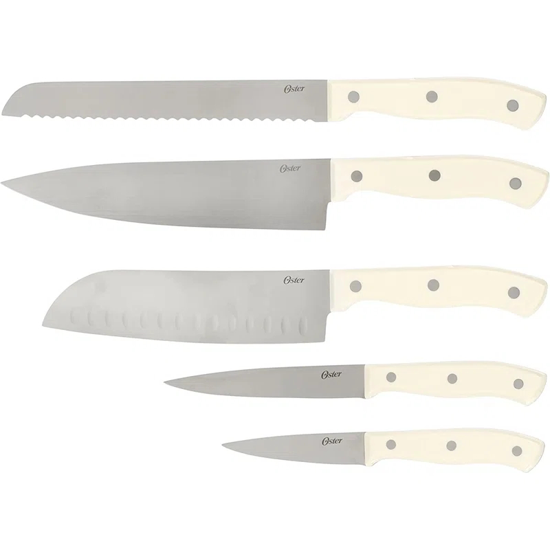 Oster Oster Evansville 14 Piece Stainless Steel Blade Cutlery Set in White