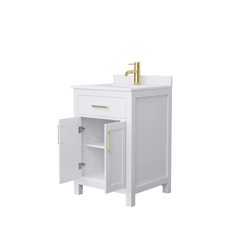 Wyndham Collection Beckett 24" Freestanding Single Bathroom Vanity with Cultured Marble Top