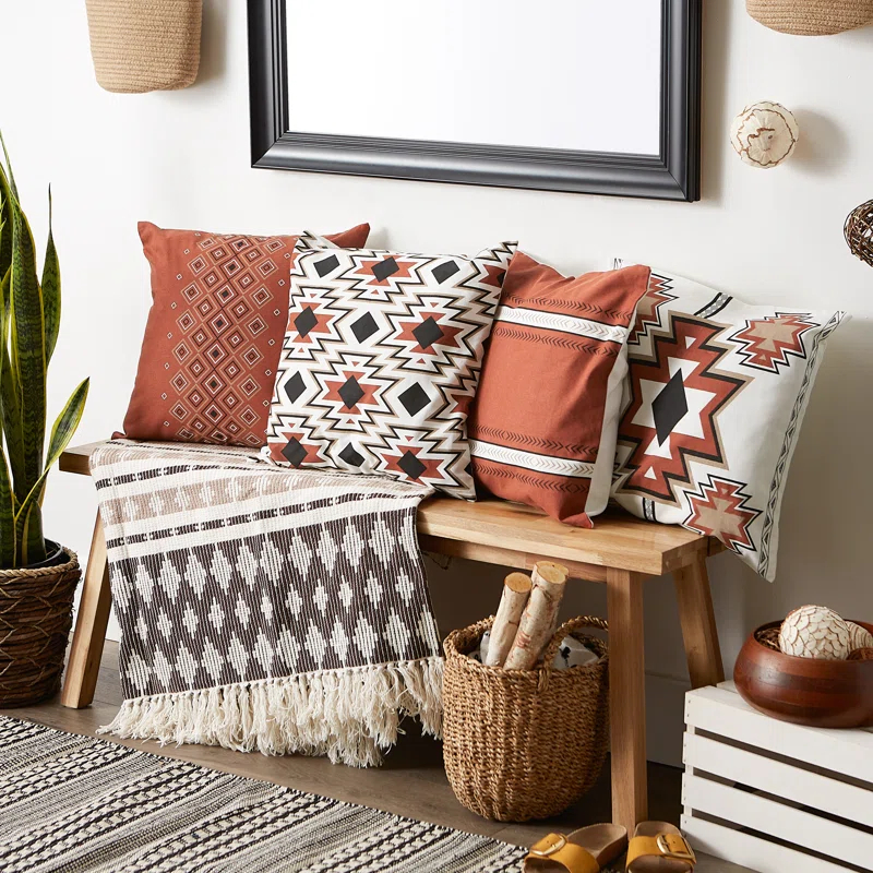 Design Imports Geometric Cotton Reversible Pillow Cover