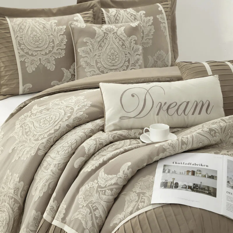 Therese 7 Piece Traditional Damask Comforter Set