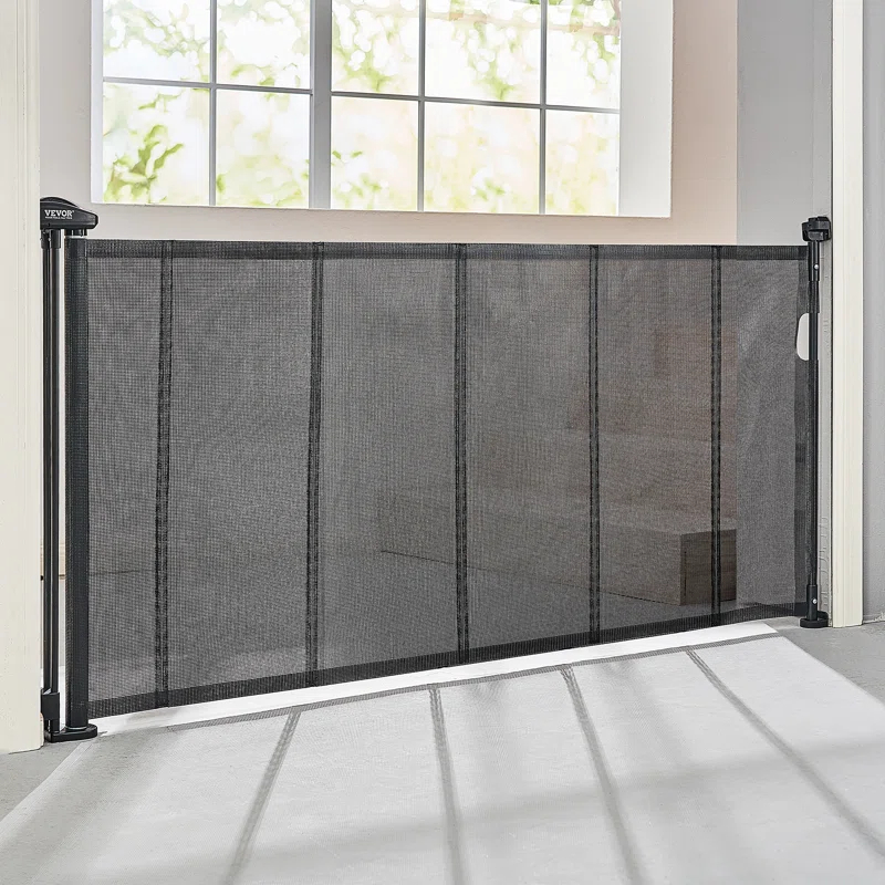 VEVOR VEVOR Retractable Gate Black Plastic Wall Mounted Pet Gate