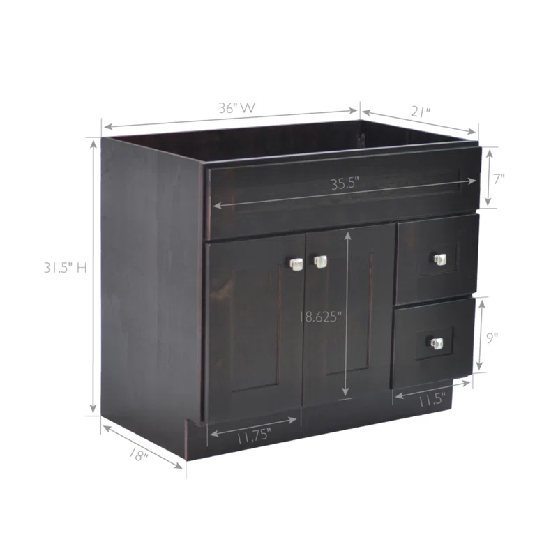 Design House Brookings 36 Inch Bathroom Vanity, Ready to Assemble, Solid Wood, Sherwin Williams – Design House, 587097