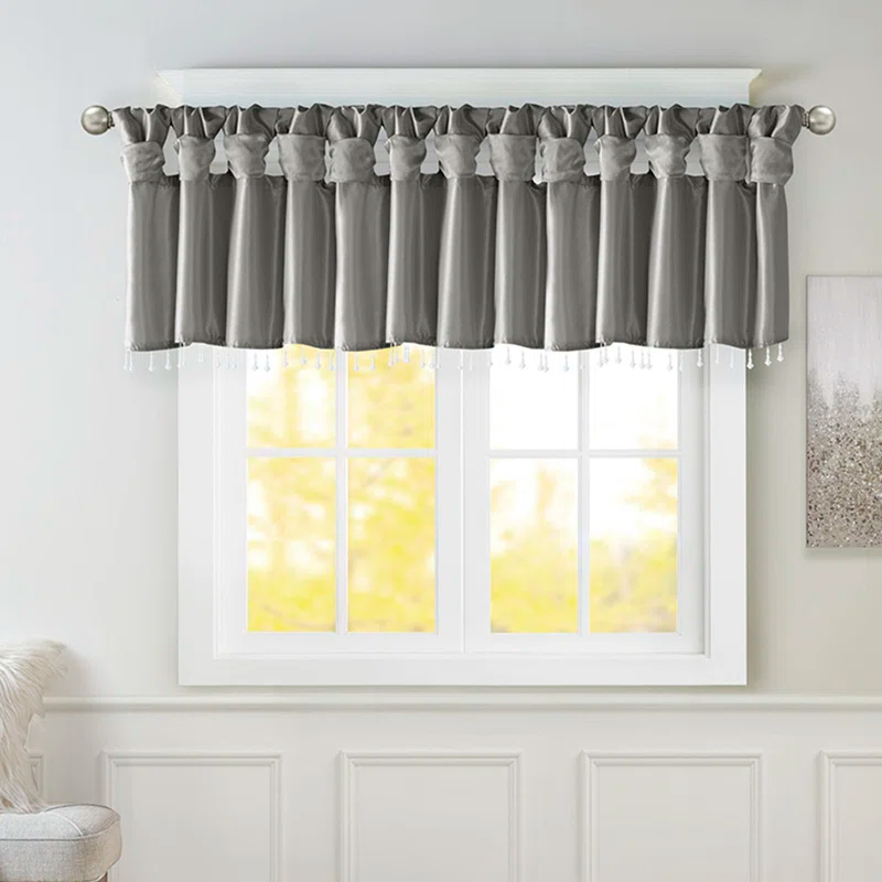Madison Park Emilia Lightweight Faux Silk Single Valance with Beads