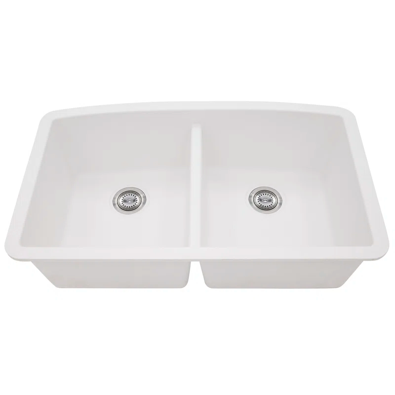MSI WAY-QTZ-DBSNK-5050-003 Quartz 32"x19" Undermount 50/50 Double Bowl Kitchen Sink