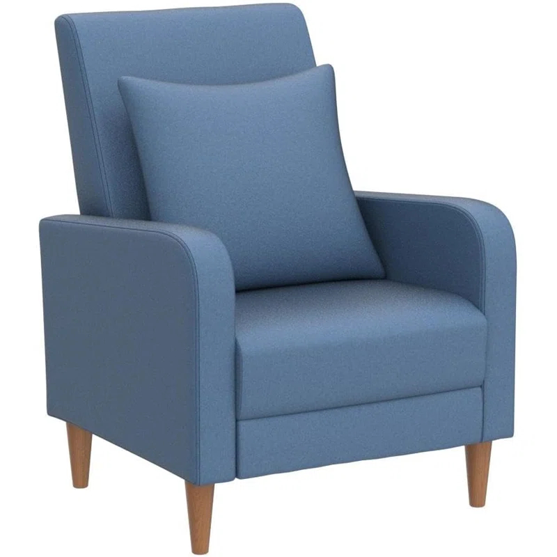 Latitude Run® Modern Upholstered Armchair with Pillows, Fabric Reading Living Room Side Chair, Single Sofa with Lounge Seat and Wooden Legs,...