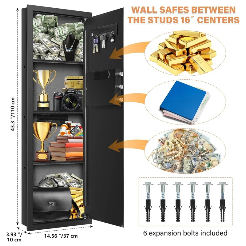KJETHKEY 43.3" Tall Fireproof Wall Safes