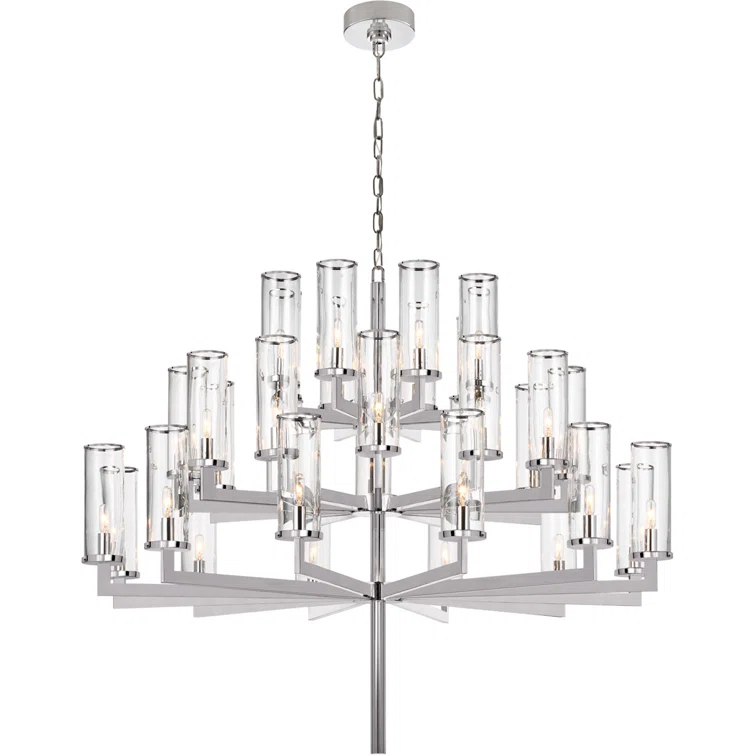 Liaison Polished Nickel 32-Light Classic Candelabra Chandelier