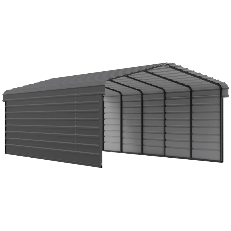 Arrow 24 x 12 ft Eggshell Carport with 2-sided Enclosure