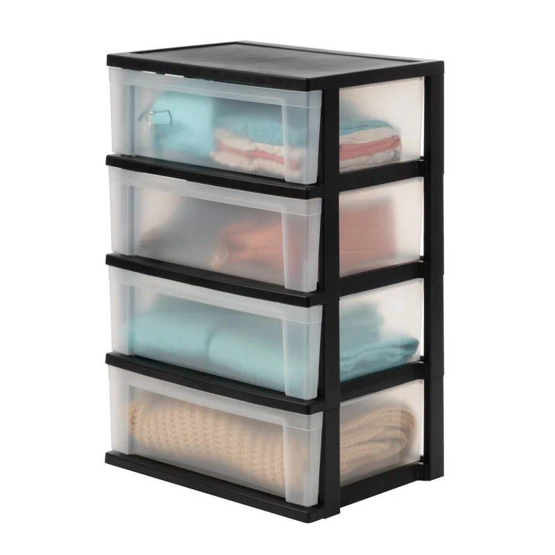 IRIS USA, Inc. 4 Drawer Plastic Wide Chest, Black