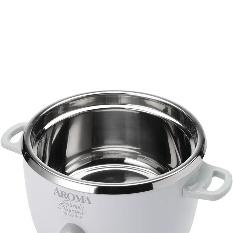 Aroma AROMA® Select Stainless® Pot Style Rice Cooker, 3-Cup (Uncooked) / 6-Cup (Cooked), Stainless Steel Inner Pot