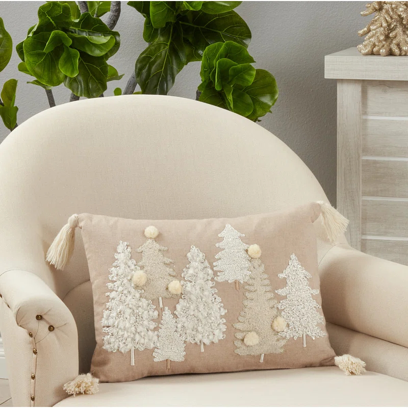 Saro Evangelina Collection Embroidered Cotton Throw Pillow
