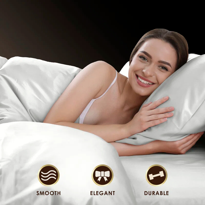 Seduction Martex Elegance Satin Silk Pillowcases Set Of 2 Hotel Quality - Super Soft & Breathable