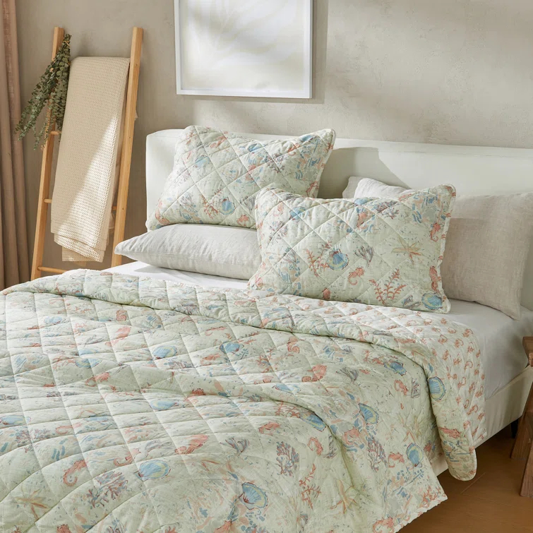 Patina Vie Maison Coastal Inspired Reversible Quilt Set with Shams