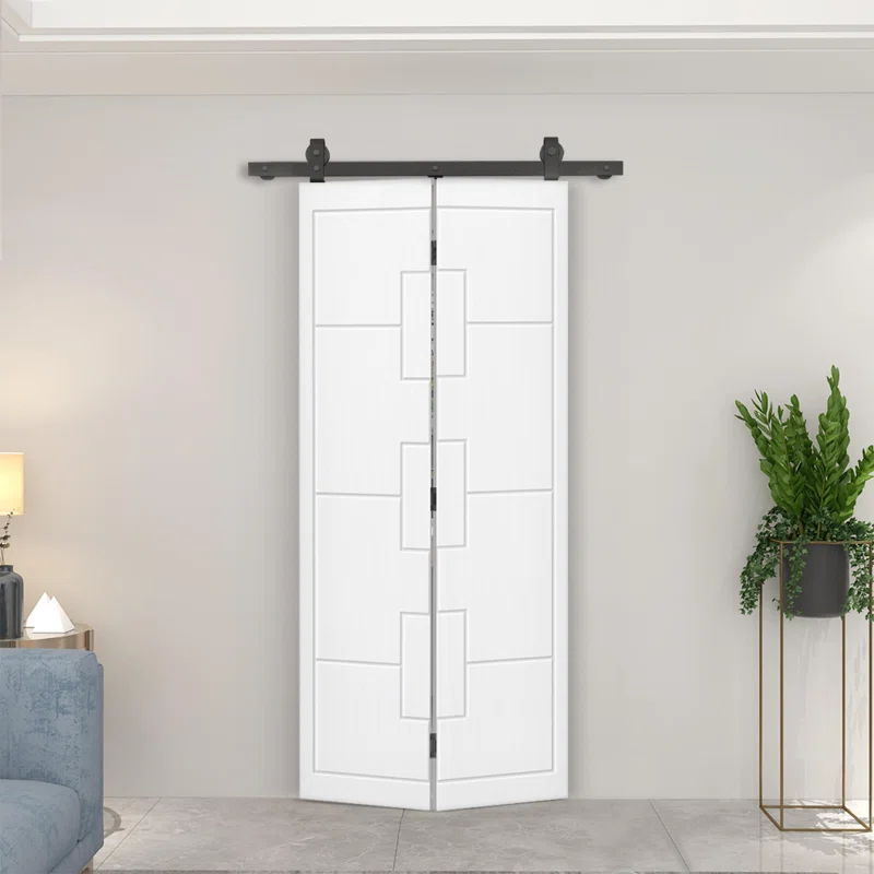 Calhome Modern Bi-Fold Barn Door with Sliding Hardware Kit