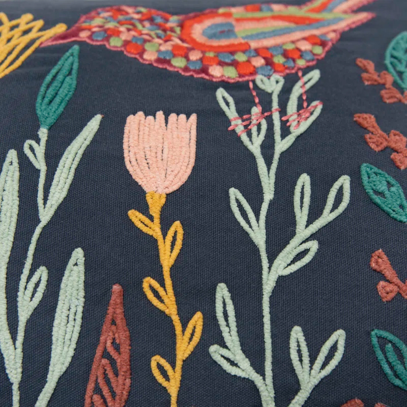 Embroidered Cotton Throw Pillow