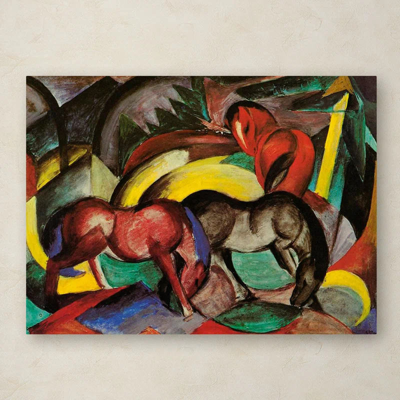 Trademark Fine Art " Three Horses 1912 " by Franz Marc