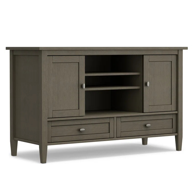 Simpli Home Warm Shaker 47"W Solid Wood TV Stand for TVs up to 55" with 2 Storage Cabinets and 2 Drawers