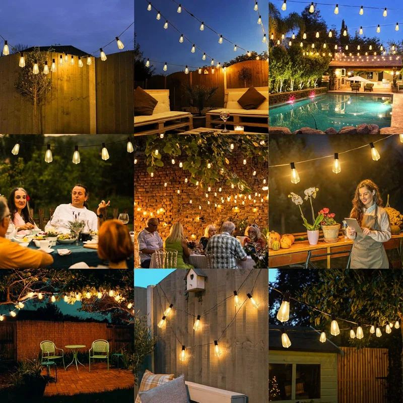 Arlmont & Co. Arlmont & Co. LED Outdoor String Lights 100FT Patio Lights With 52 Shatterproof ST38 Vintage Edison Bulbs