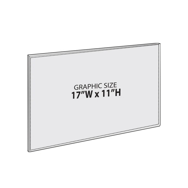 Azar Displays Clear Acrylic Magnet Back Sign Holder Frames 17" W x 11" H - Horizontal / Landscape, 2-Pack (Set of 2)