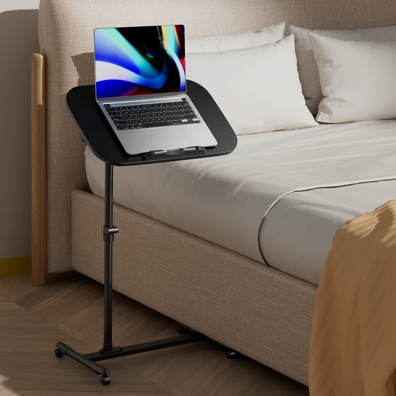 Adjustable Standing Desk Laptop Cart Tray Stand Mobile Rolling Tiltable Bedside Table