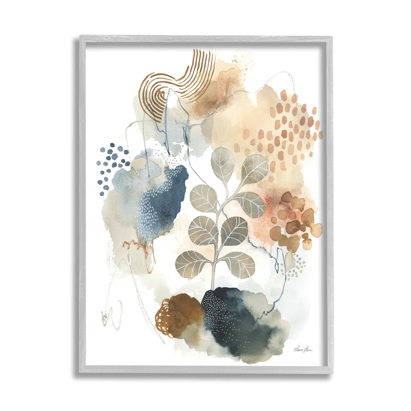 Stupell Industries " Modern Abstract Botanicals Spiral Shape Collage Blue Brown " by Laura Horn