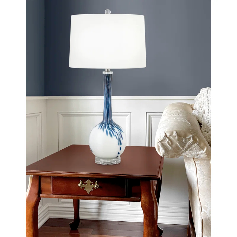 Medallion Lighting Sanremo 30 in. Blue & White Glass Table Lamp