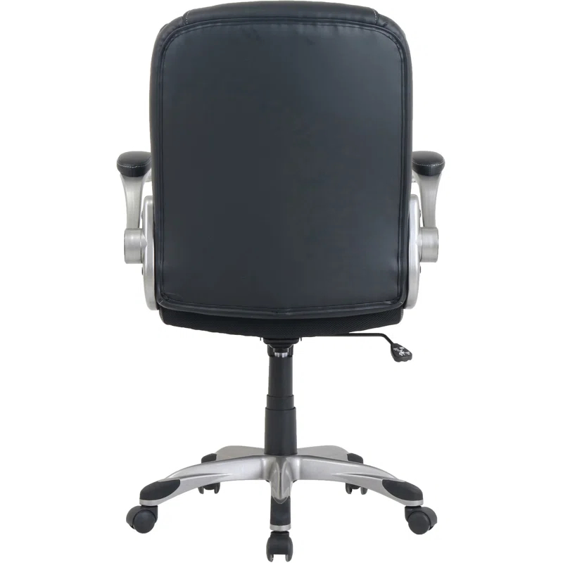 Lorell Soho Flip Armrest Mid-back Leather Chair | Wayfair