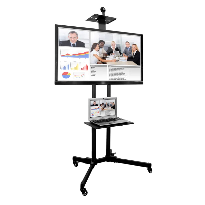 Mount-It Height Adjustable Mobile TV Stand w/ Cart, Shelf & Rolling Casters Fits 37-70 in. Screens & Reviews | Wayfair