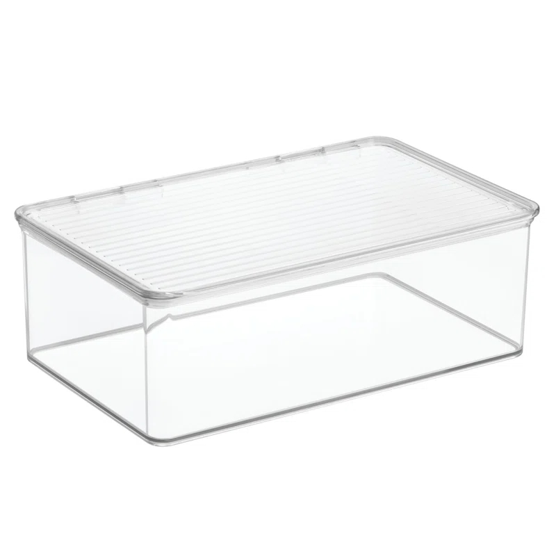 iDesign iDesign Kitchen Binz BPA-Free Plastic Stackable Organizer Box with Lid - 7.2" x 10.7" x 3.7", Clear