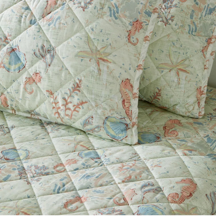 Patina Vie Maison Coastal Inspired Reversible Quilt Set with Shams