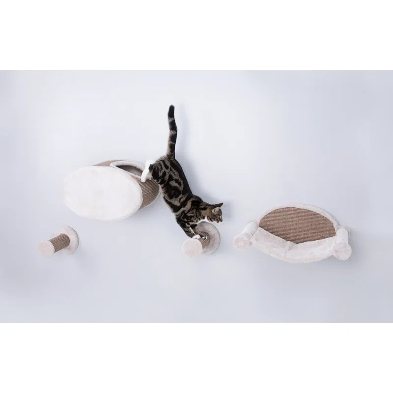 TRIXIE TRIXIE Wall Mounted Cat Lounge Set, Hammock and Condo with Two Steps, Cat Furniture, Scratching Post