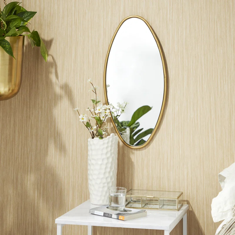 CosmoLiving by Cosmopolitan Metal Gold Wall Mirror with Varying Shapes Set