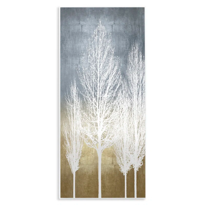 Stupell Industries Tall Tree Silhouettes Abstract White Forest Over Pattern by - Graphic Art | Wayfair