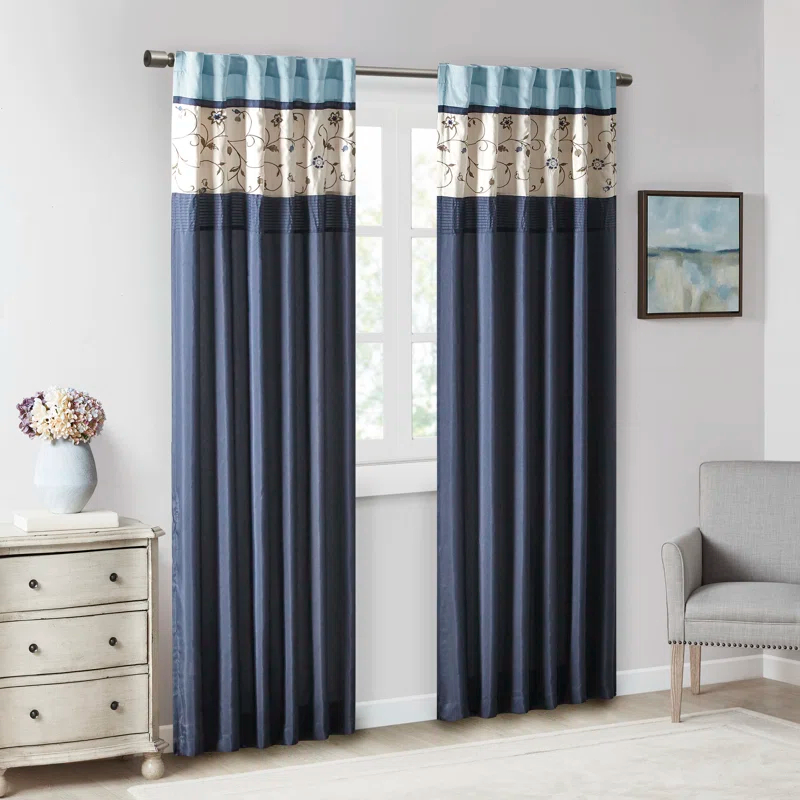Madison Park Serene Embroidered Curtain Panel